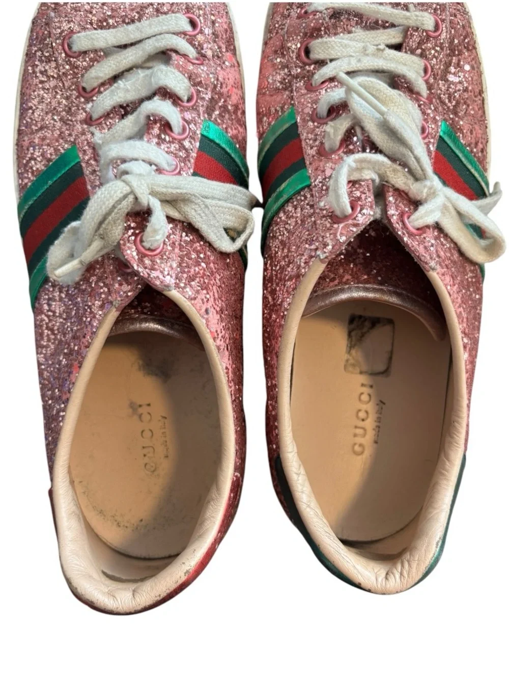 Gucci Ace Pink Glitter Sneakers - Picture 9 of 10